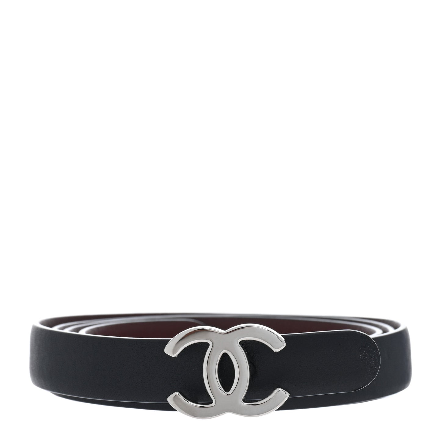 Calfskin CC Reversible Belt 85 34 Black Burgundy