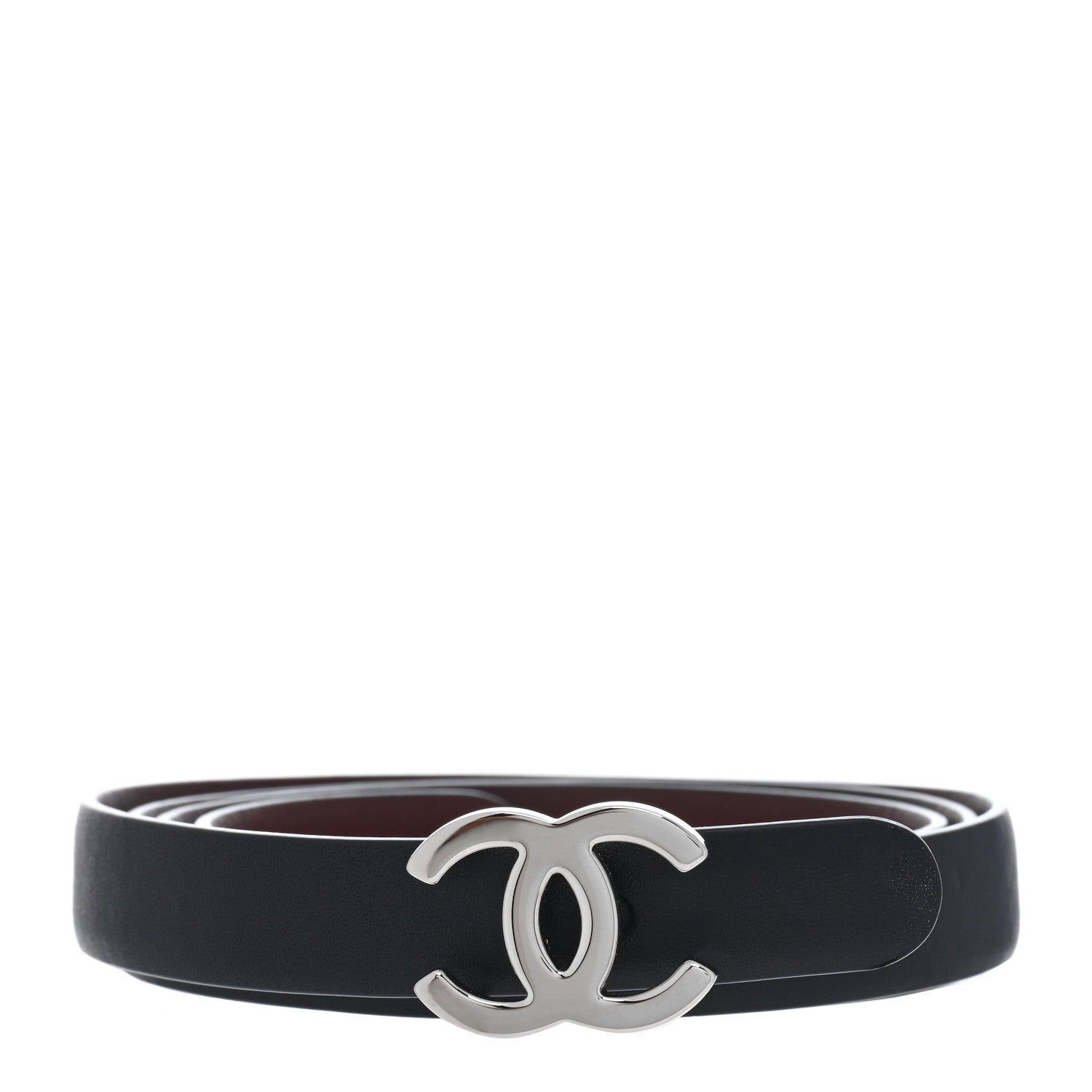 Chanel Calfskin CC Reversible Belt 85 34 Black Burgundy 1 of 3