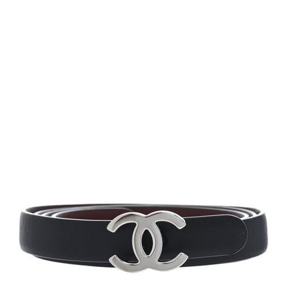 Chanel Calfskin CC Reversible Belt 85 34 Black Burgundy 1 of 3