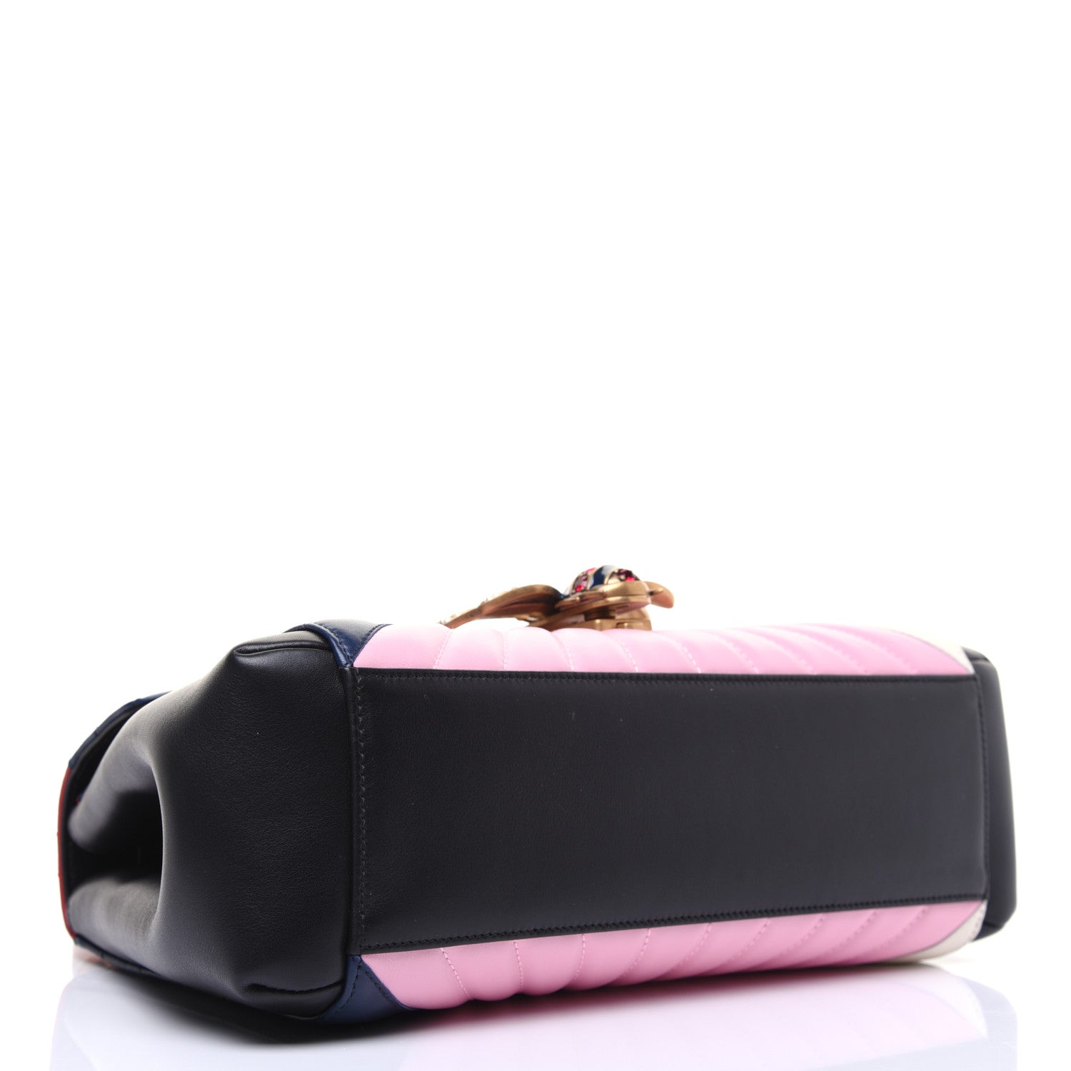 Gucci Calfskin Bamboo Trapuntata Queen Margaret Top Handle Bag Blue Agata Hibiscus Red Mystic White Sugar Pink 4 of 15