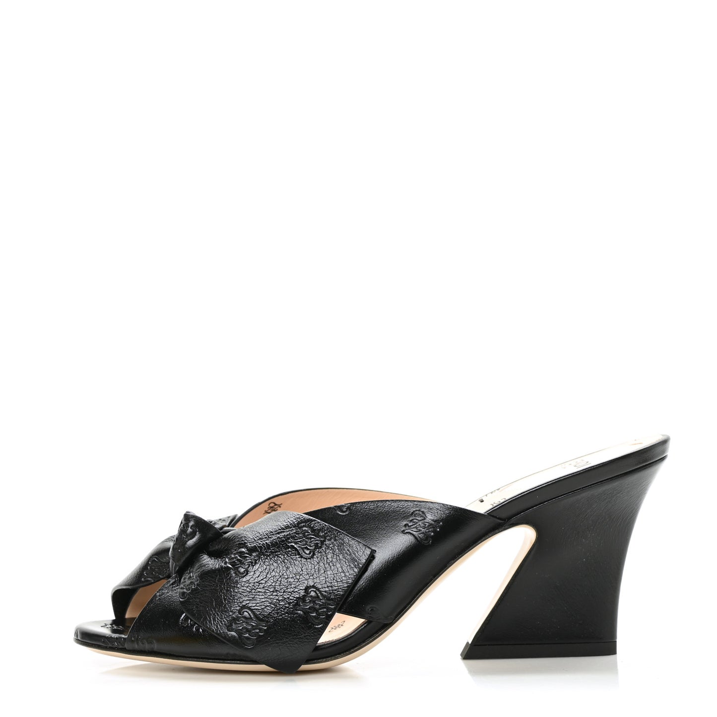 Calfskin Karligraphy Embossed Ffreedom Mules 38.5 Black