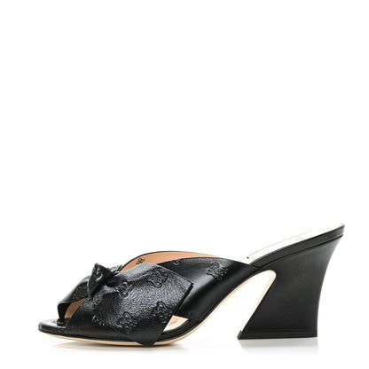 Fendi Calfskin Karligraphy Embossed Ffreedom Mules 38.5 Black 1 of 7
