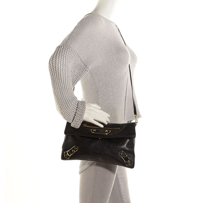 Balenciaga Chevre Gold Metallic Edge Hardware Envelope Clutch Black 2 of 10
