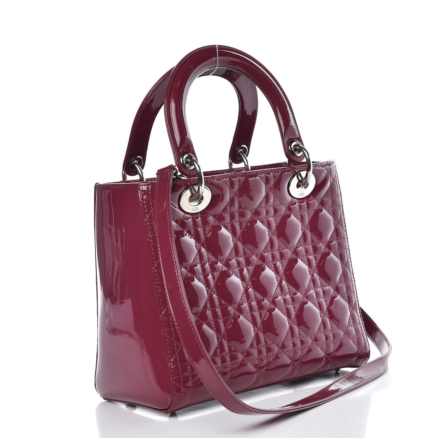 Christian Dior Patent Cannage Medium Lady Dior Dark Pink 3 of 10
