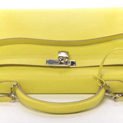 Hermes Epsom Candy Kelly Retourne 35 Lime Gris Perle 14 of 42