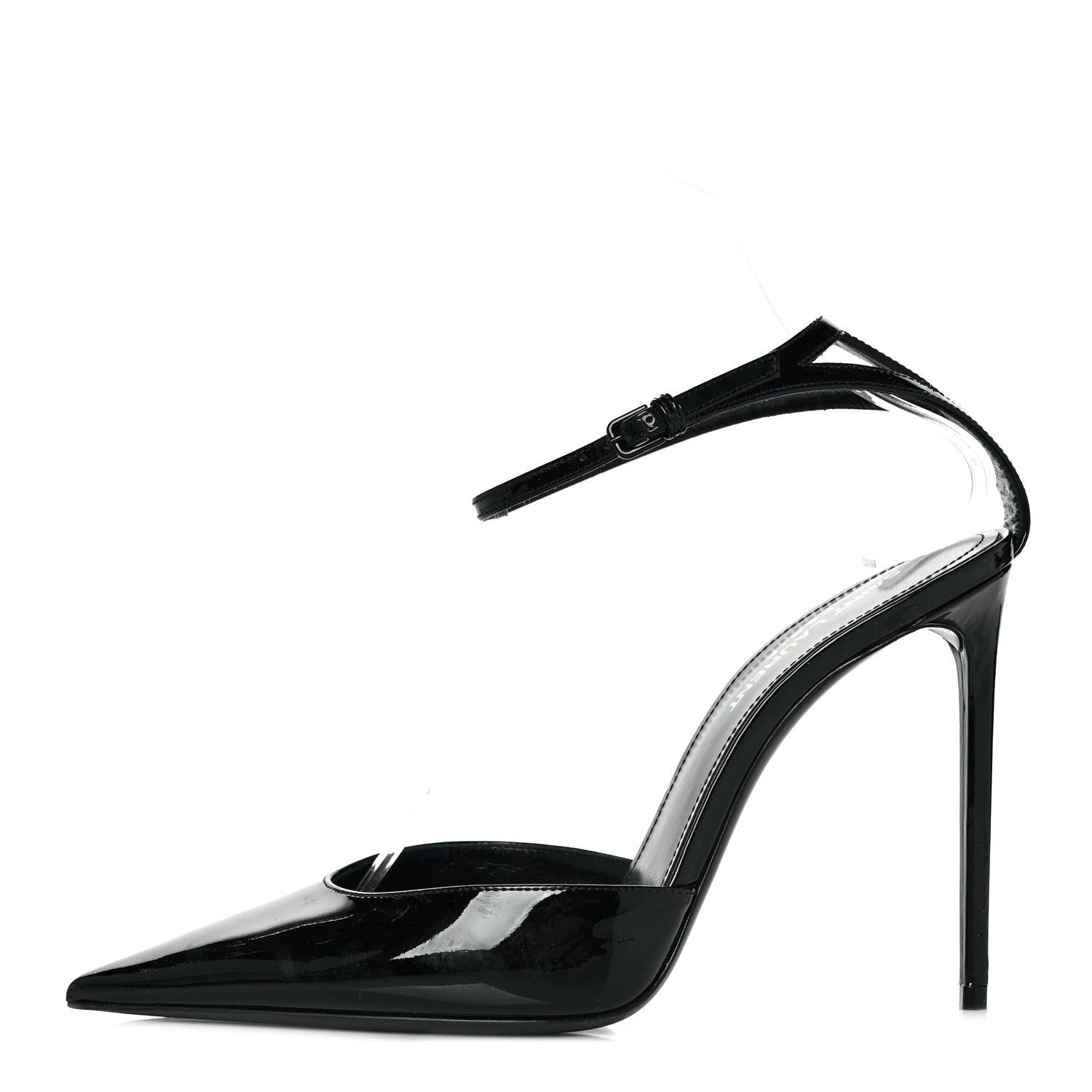 Saint Laurent Patent Calfskin Zoe 105 Ankle Strap Pumps 39 Black 1 of 8