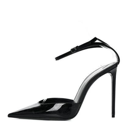 Saint Laurent Patent Calfskin Zoe 105 Ankle Strap Pumps 39 Black 1 of 8