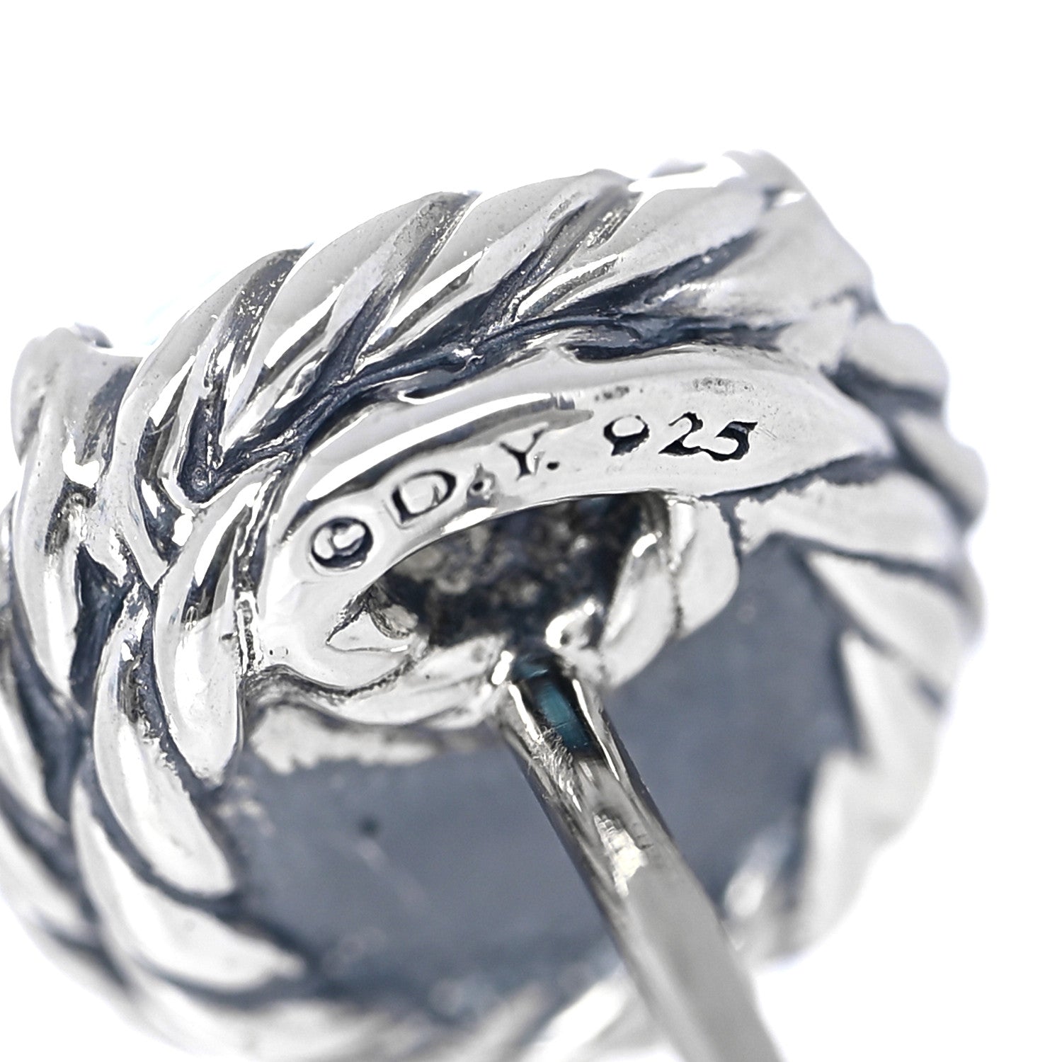 David Yurman Sterling Silver Blue Topaz 8mm Chatelaine Earrings 4 of 4