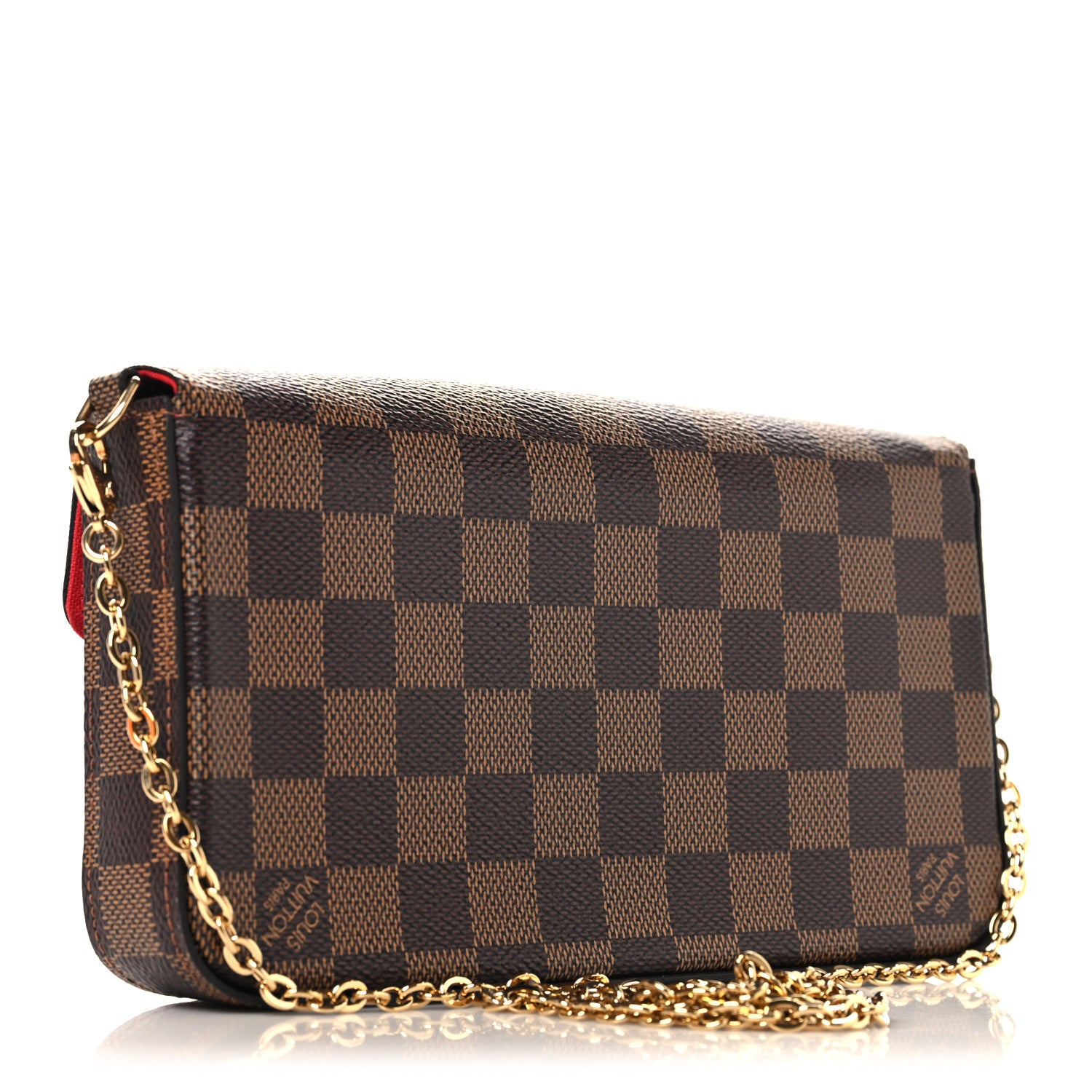 Louis Vuitton Damier Ebene Pochette Felicie Chain Wallet 3 of 10