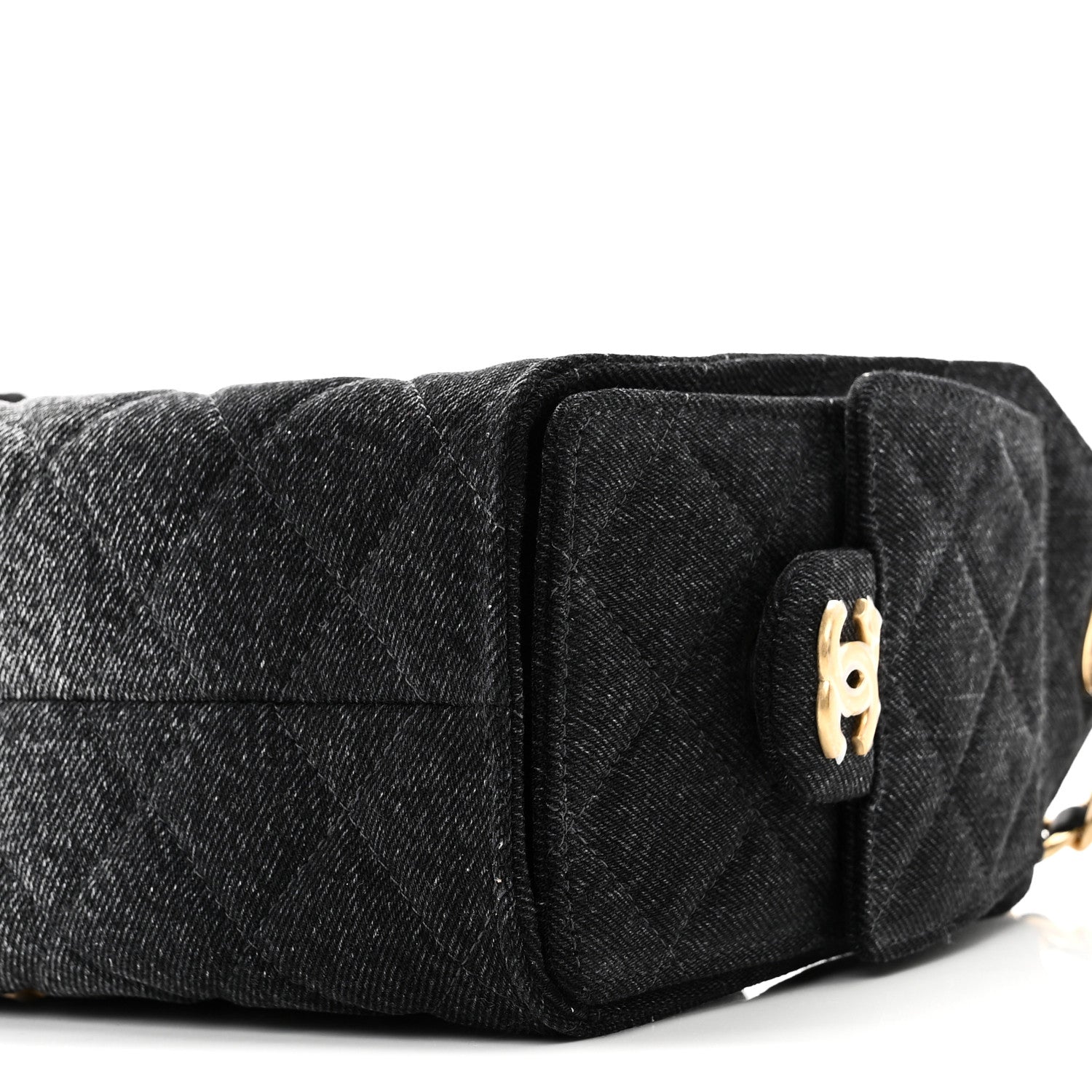 Chanel Washed Denim Quilted Mini Chanel 25 Handbag Black 10 of 11