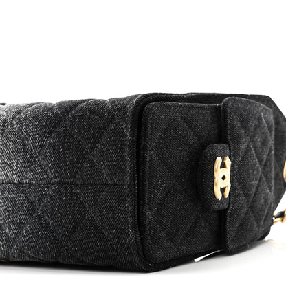 Chanel Washed Denim Quilted Mini Chanel 25 Handbag Black 10 of 11