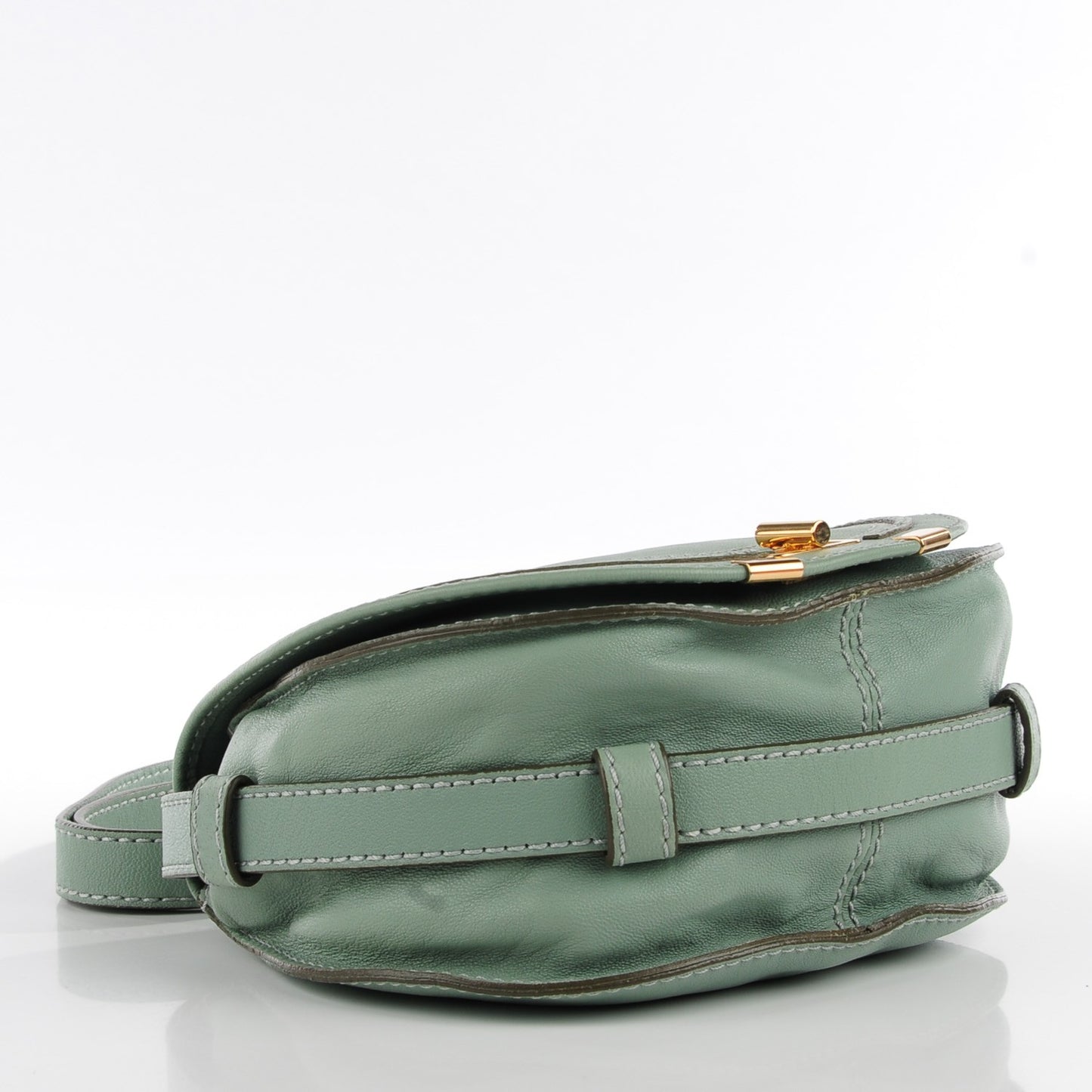 Calfskin Mini Marcie Lock Round Crossbody Bag Green