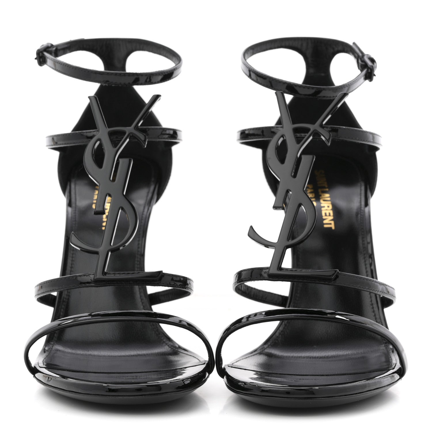 Saint Laurent Patent Cassandra 100 Sandals 38 Black 3 of 10