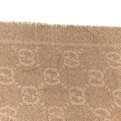 Gucci Metallic Wool GG Monogram Fringe Scarf Natural 4 of 5