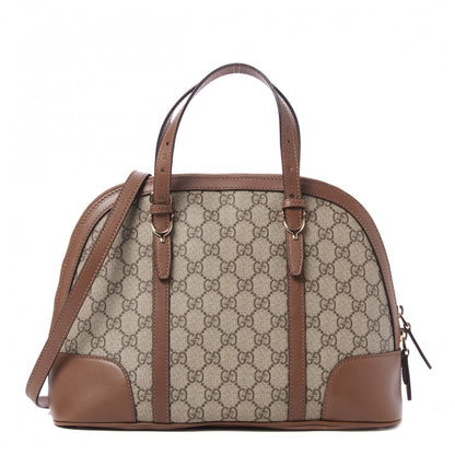 Gucci GG Supreme Monogram Margaux Calfskin Small Nice Top Handle Dome Bag Beige Ebony Acero 1 of 8