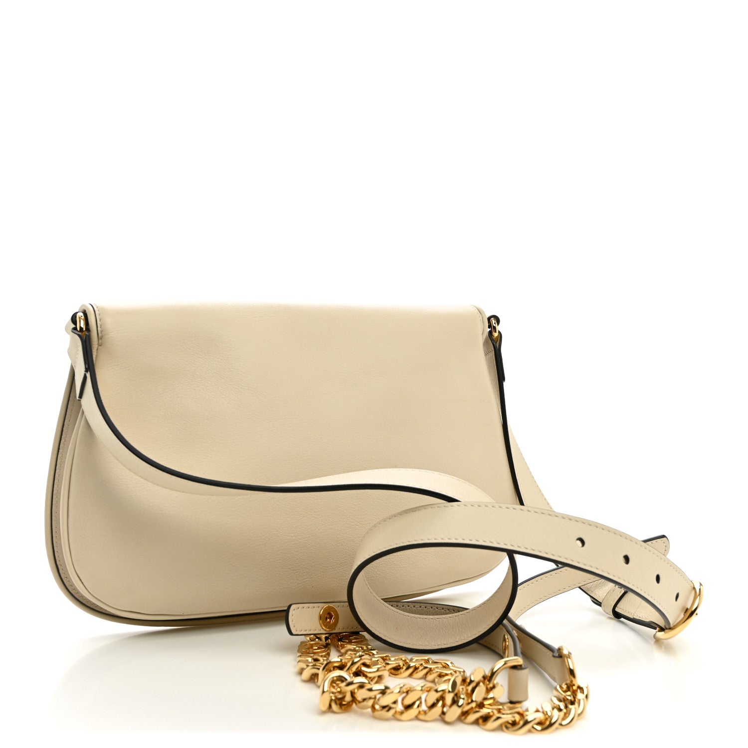 Gucci Roxy Calfskin Blondie Chain Shoulder Flap Bag Mystic White 3 of 11