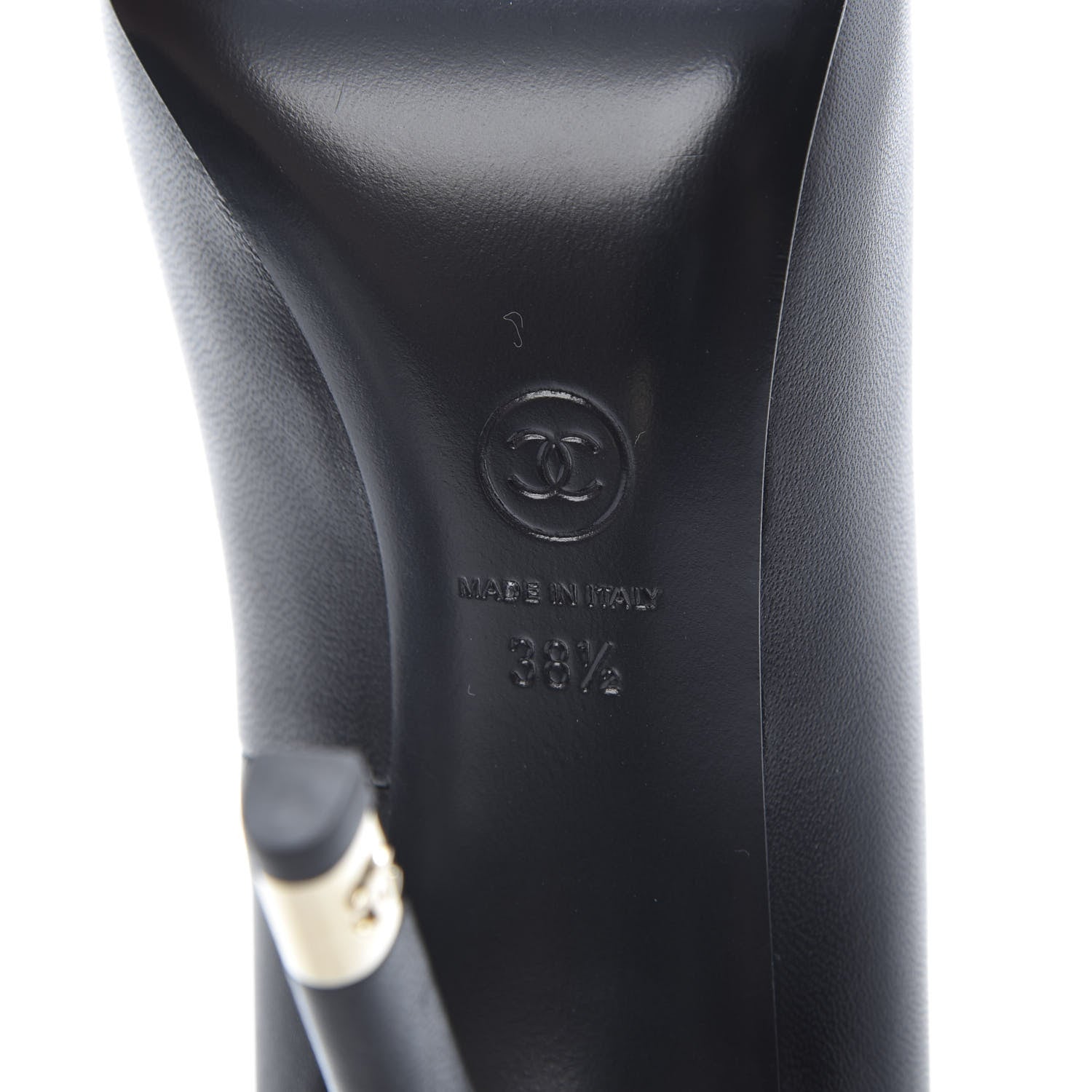 Chanel Lambskin CC Pumps 38.5 Black 7 of 7