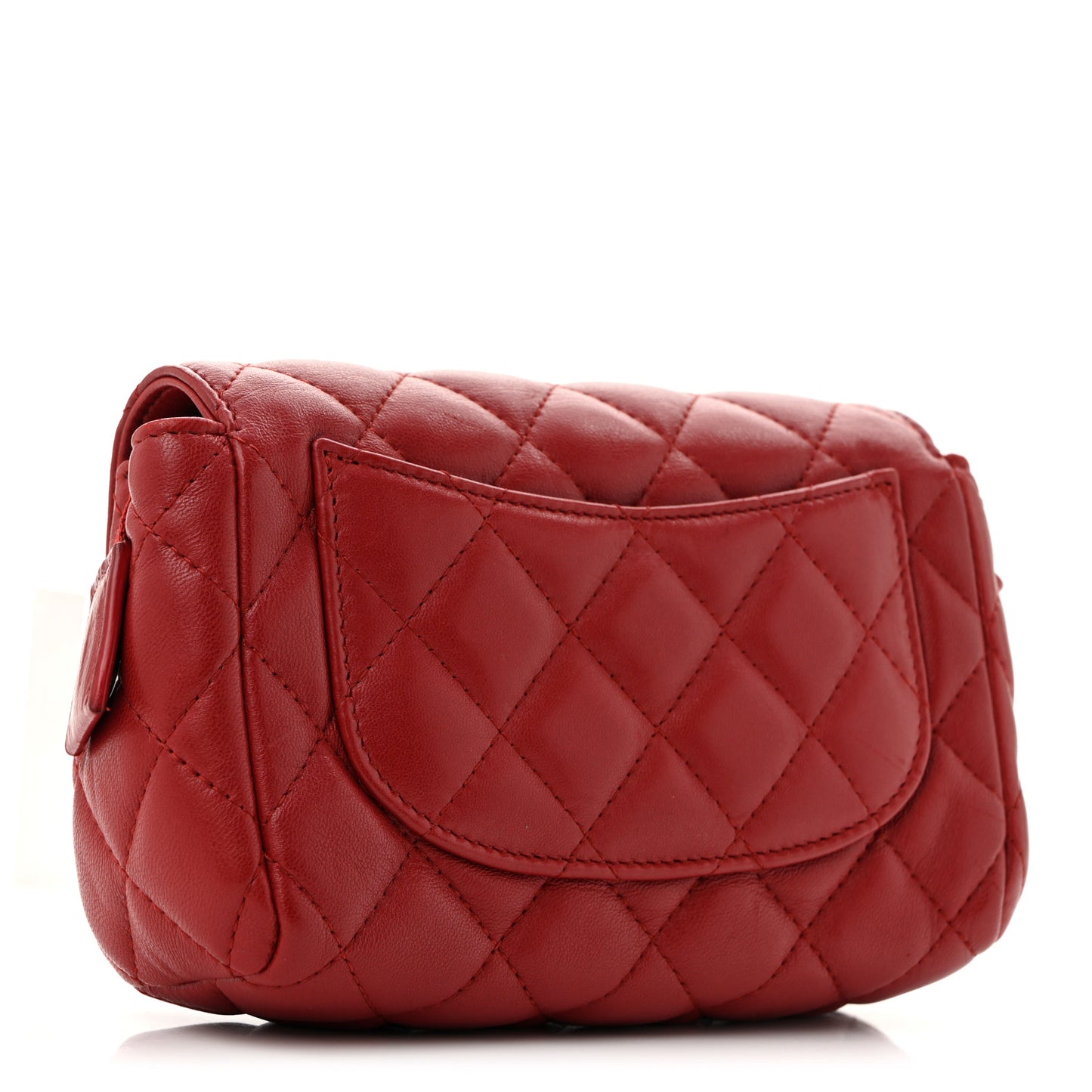 Lambskin Quilted Flap Cosmetic Case Red