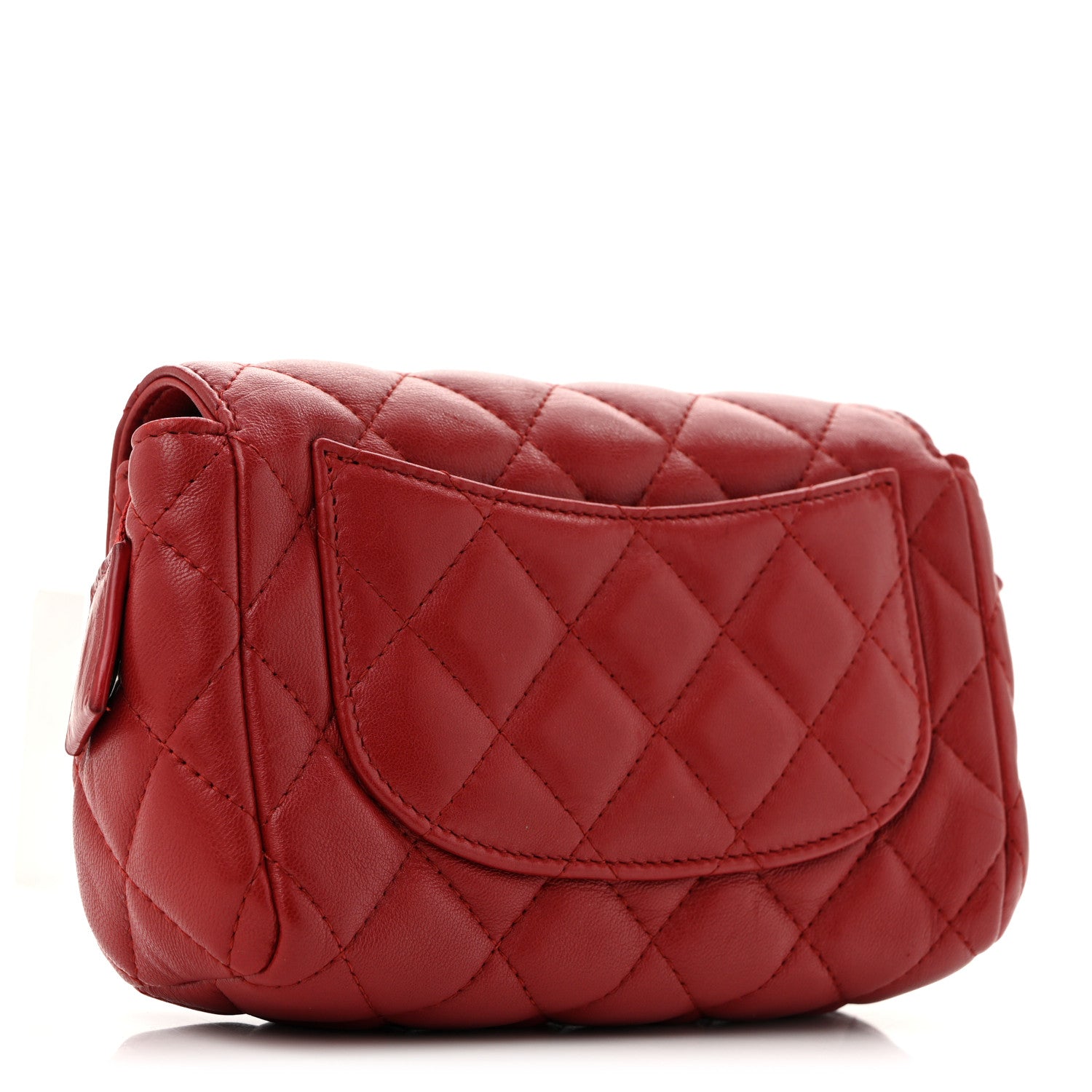 Chanel Lambskin Quilted Flap Cosmetic Case Red 3 of 9