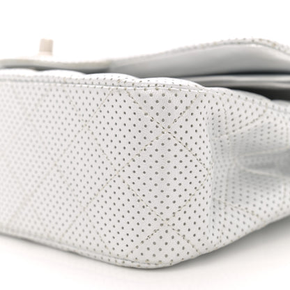 Chanel Metallic Lambskin Perforated Medium Double Flap Light Silver 10 of 10