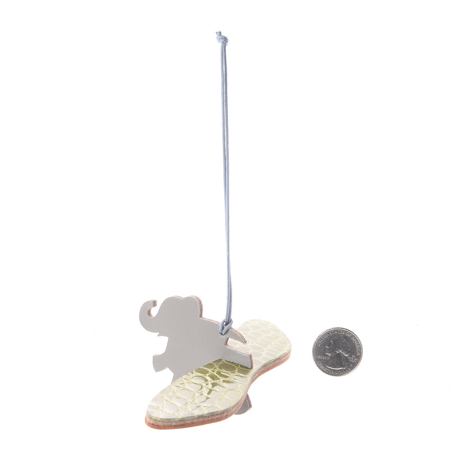 Hermes Crocodile Epsom Tadelakt Petit H Flying Elephant Ornament Charm 3 of 12