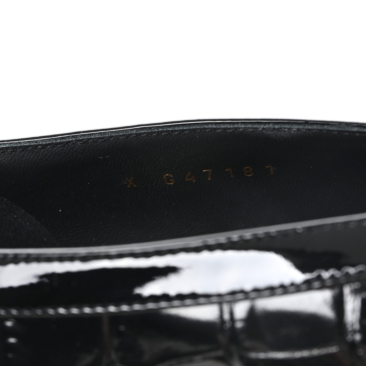 Crocodile Embossed Patent Calfskin Pumps 38 Black