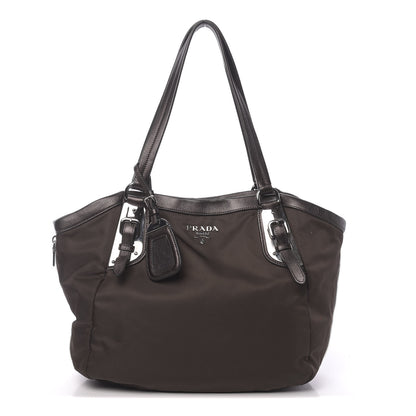 Prada Tessuto Nylon Nappa Zip Around Shopping Bag Moro Mordore 1 of 11
