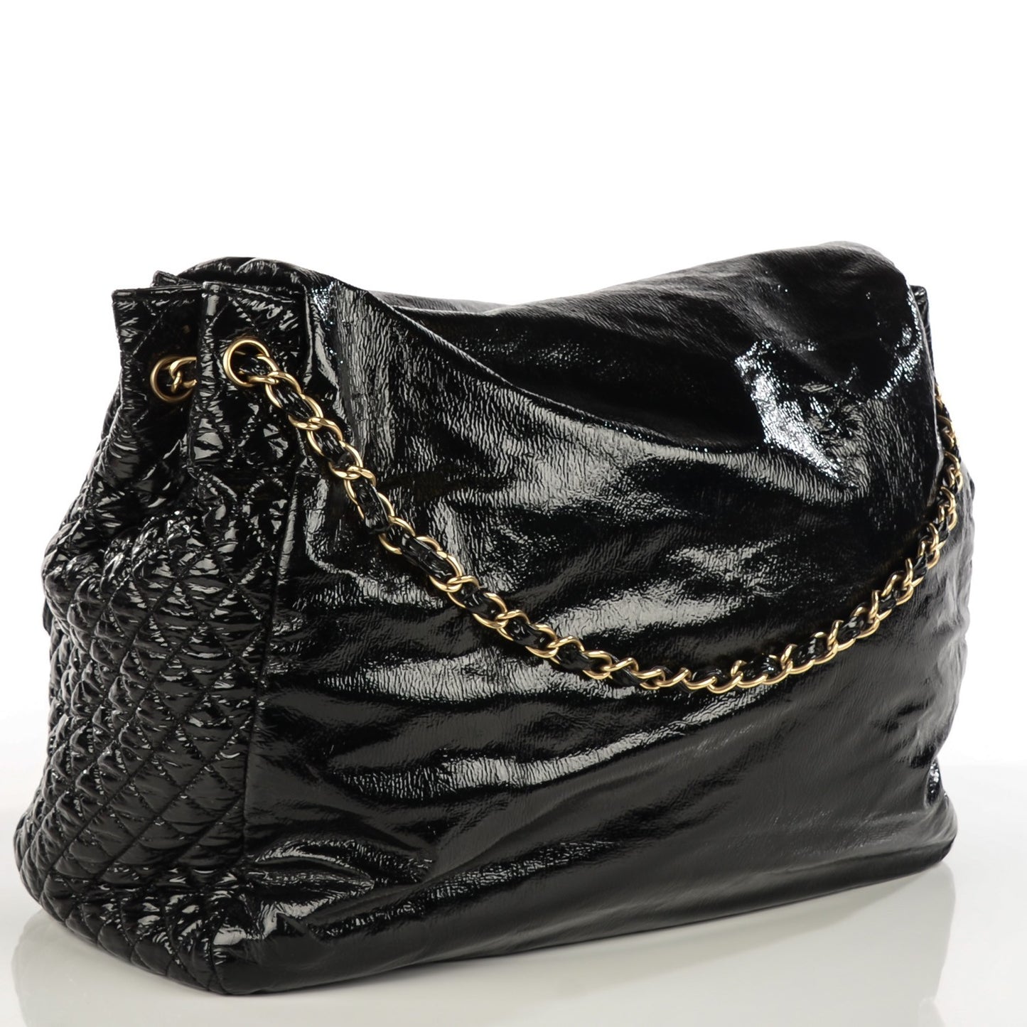 Vinyl Rock and Chain Large Flap Black