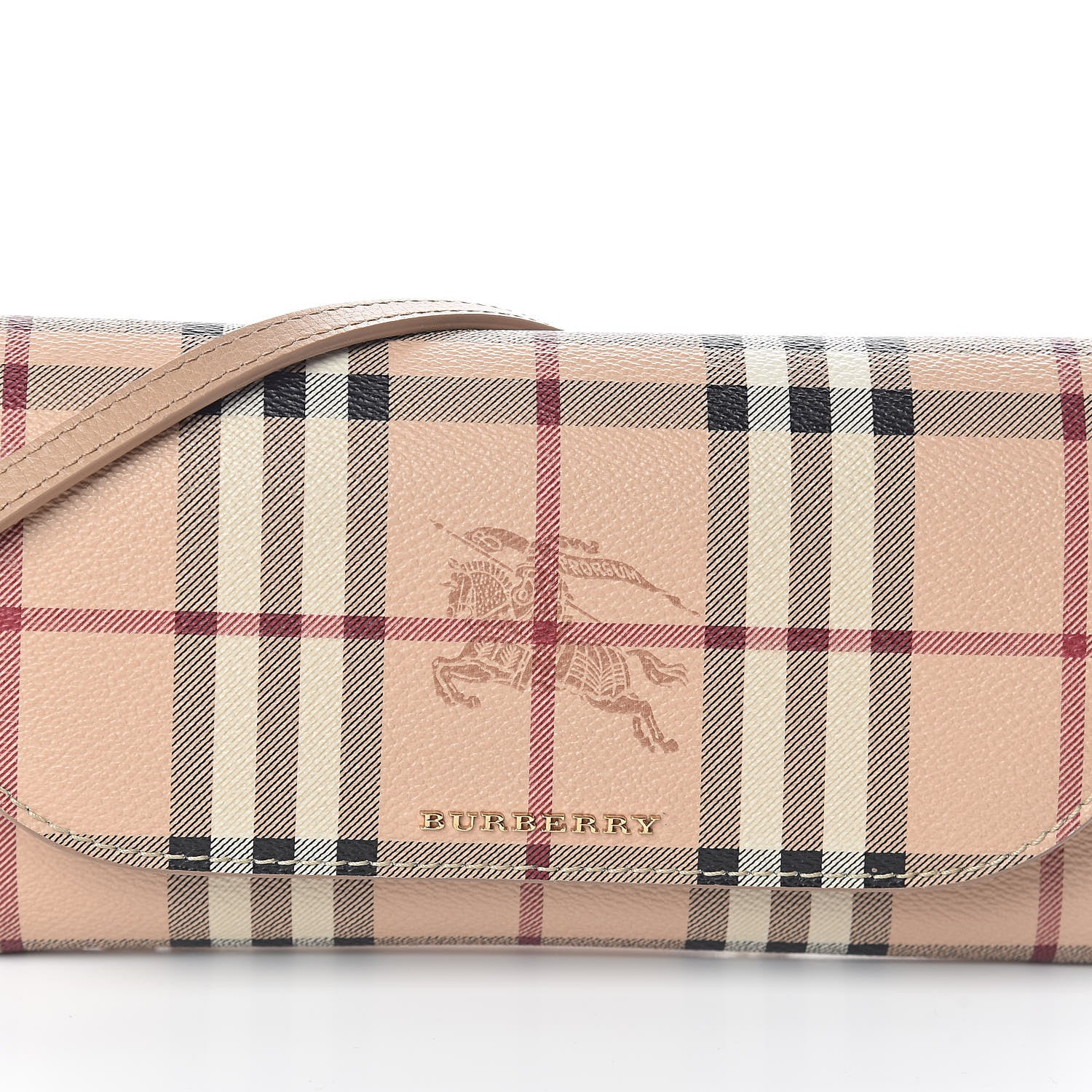Burberry Haymarket Check Henley Wallet On Chain Mid Camel 7 of 9