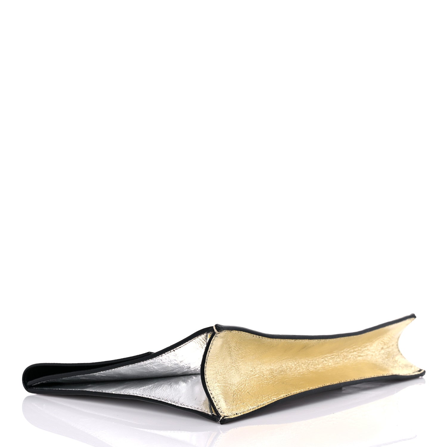 Proenza Schouler Metallic Lambskin Lunch Bag Clutch Silver Gold 4 of 8