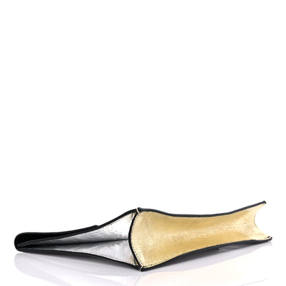 Proenza Schouler Metallic Lambskin Lunch Bag Clutch Silver Gold 4 of 8