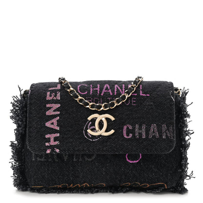 Chanel Denim Quilted Denim Mood Clutch With Chain Black Multicolor 1 of 11
