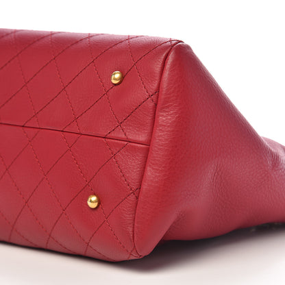 Chanel Grained Calfskin Stitched Supple Rock Shopping Tote Burgundy 10 of 12
