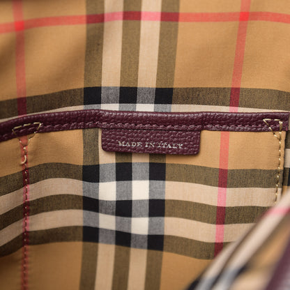 Burberry Derby Calfskin House Check Medium Banner Tote Burgundy 6 of 9