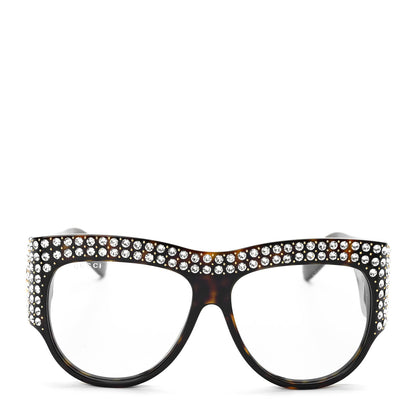 Gucci Acetate Crystal Oversize Hollywood Forever Sunglasses GG0144S Tortoiseshell 2 of 8