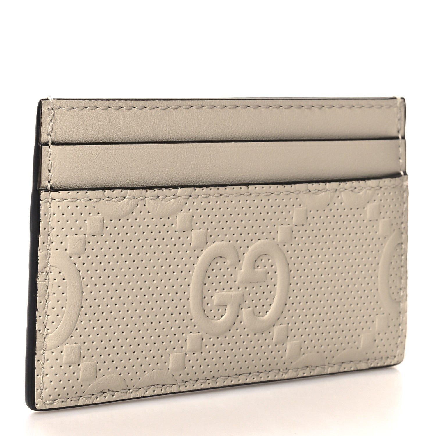 Gucci Calfskin GG Tennis Embossed Card Holder Mystic White 3 of 7