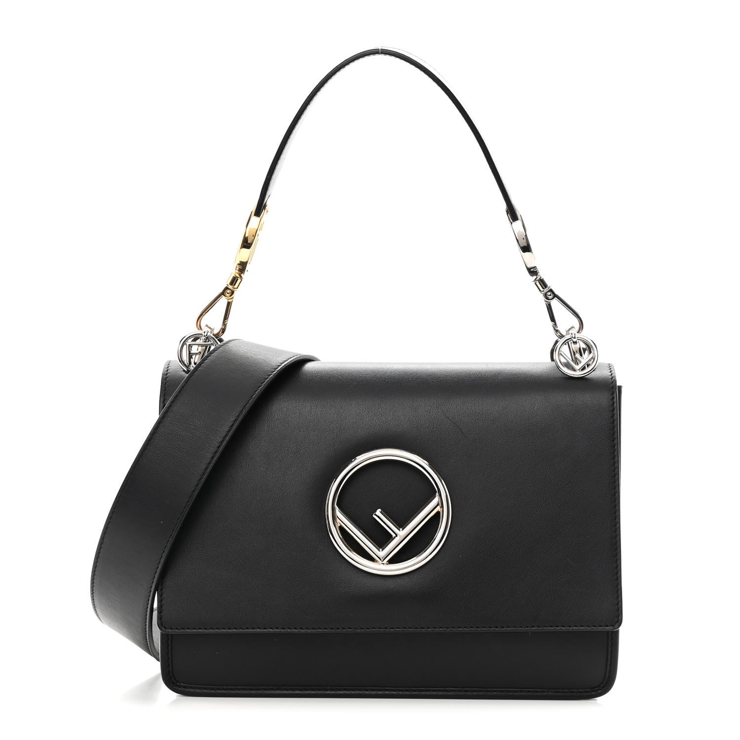 Fendi Vitello Century Opaco F is Fendi Kan I Shoulder Bag Black 1 of 16