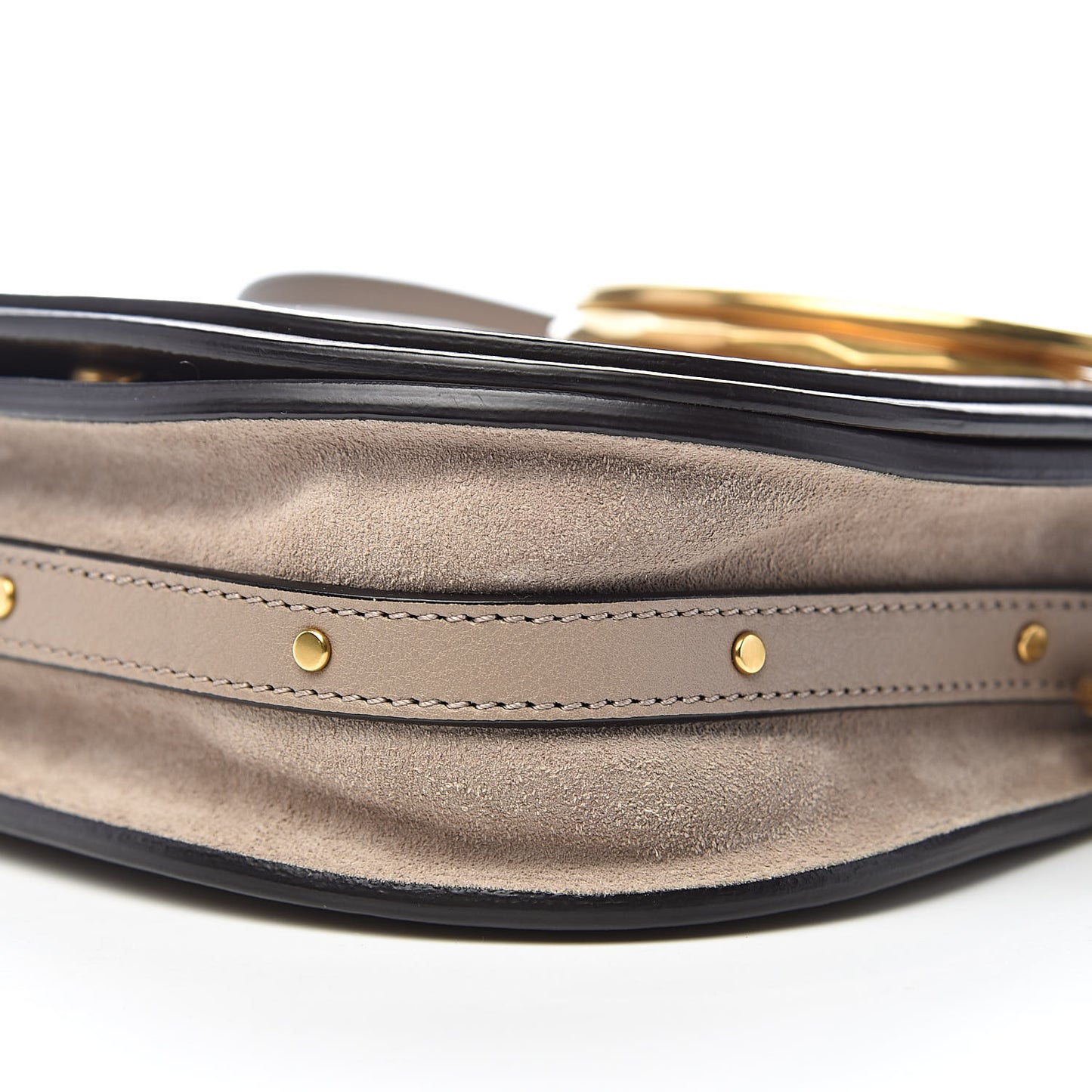 Calfskin Suede Small Nile Bracelet Bag Motty Grey