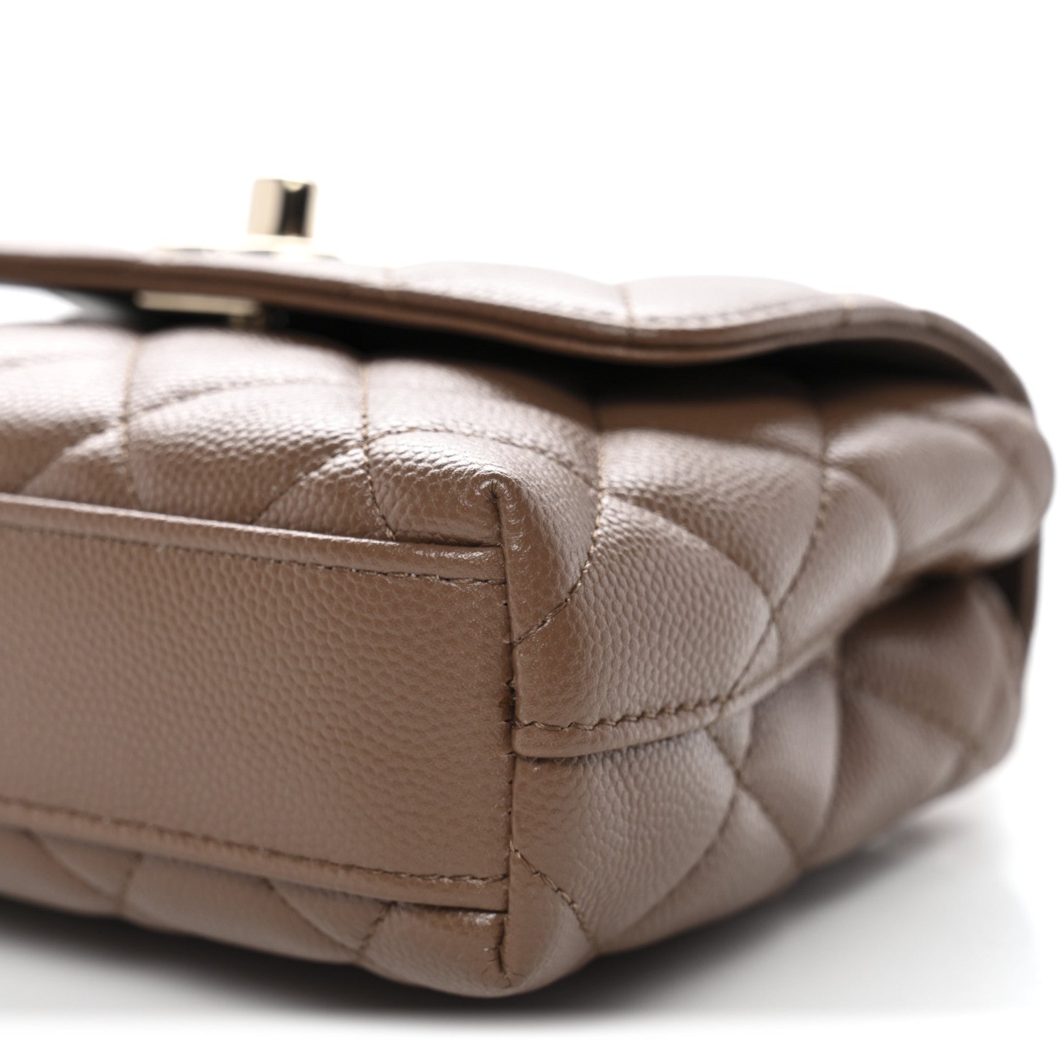 Chanel Caviar Lizard Embossed Quilted Coco Handle Clutch With Chain Brown 10 of 11