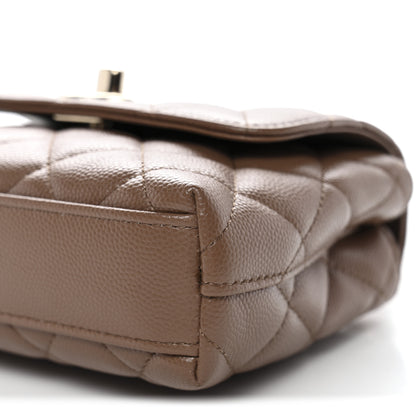 Chanel Caviar Lizard Embossed Quilted Coco Handle Clutch With Chain Brown 10 of 11