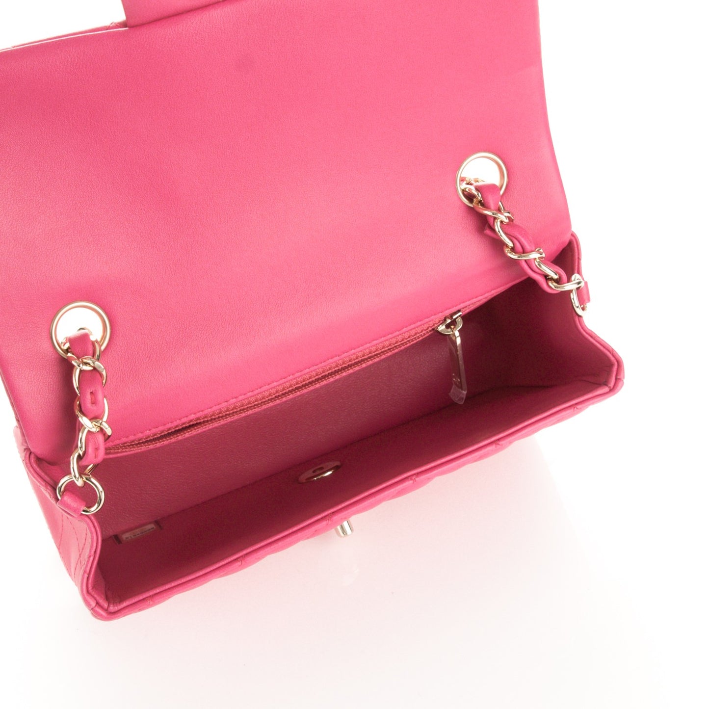 Lambskin Quilted Mini Rectangular Flap Fuchsia