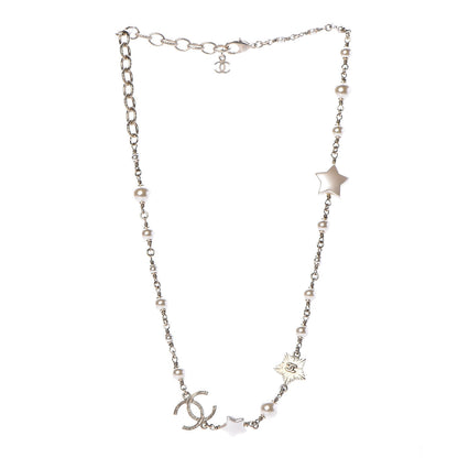 Chanel Metal Resin Pearl Star CC Necklace Gold 3 of 4