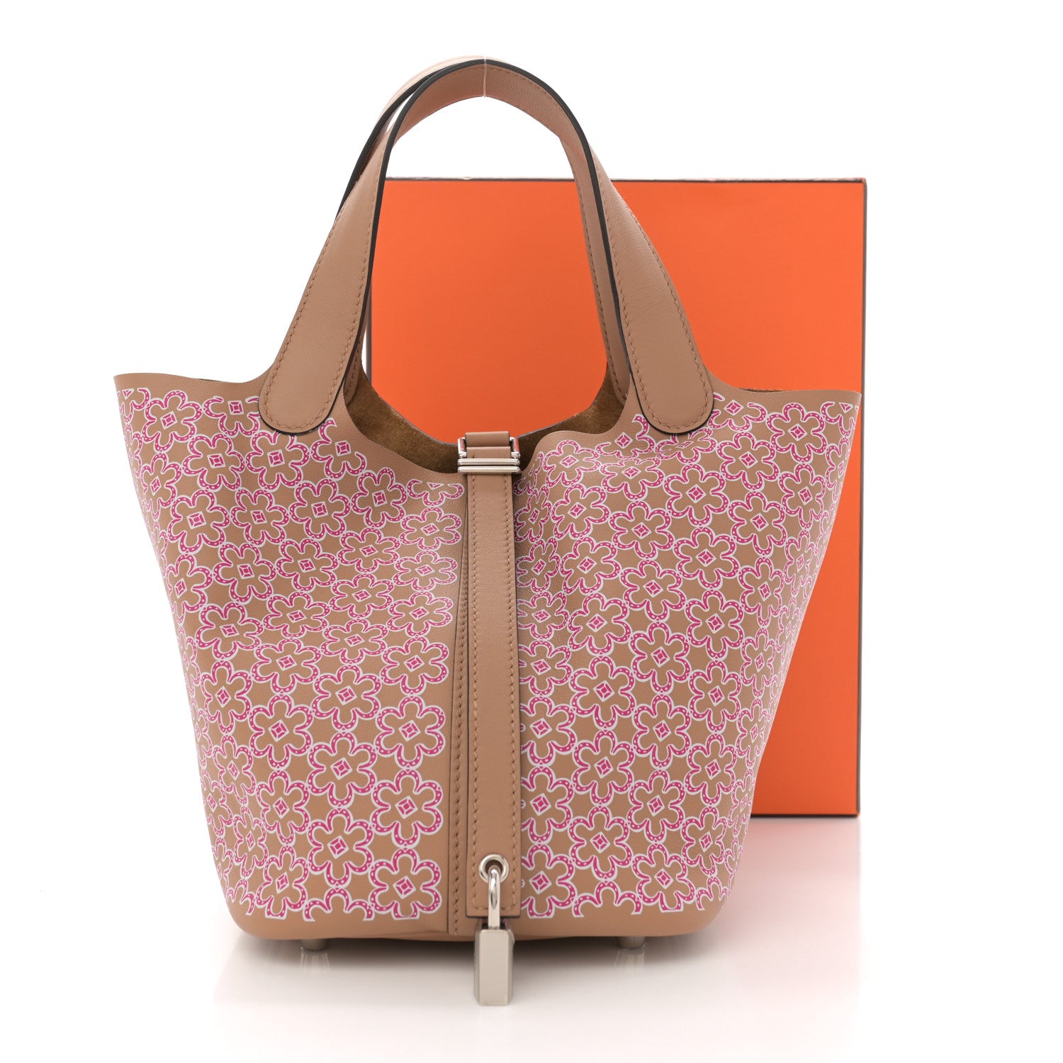 Hermes Swift Lucky Daisy Picotin Lock 18 PM Chai Rose White 12 of 12