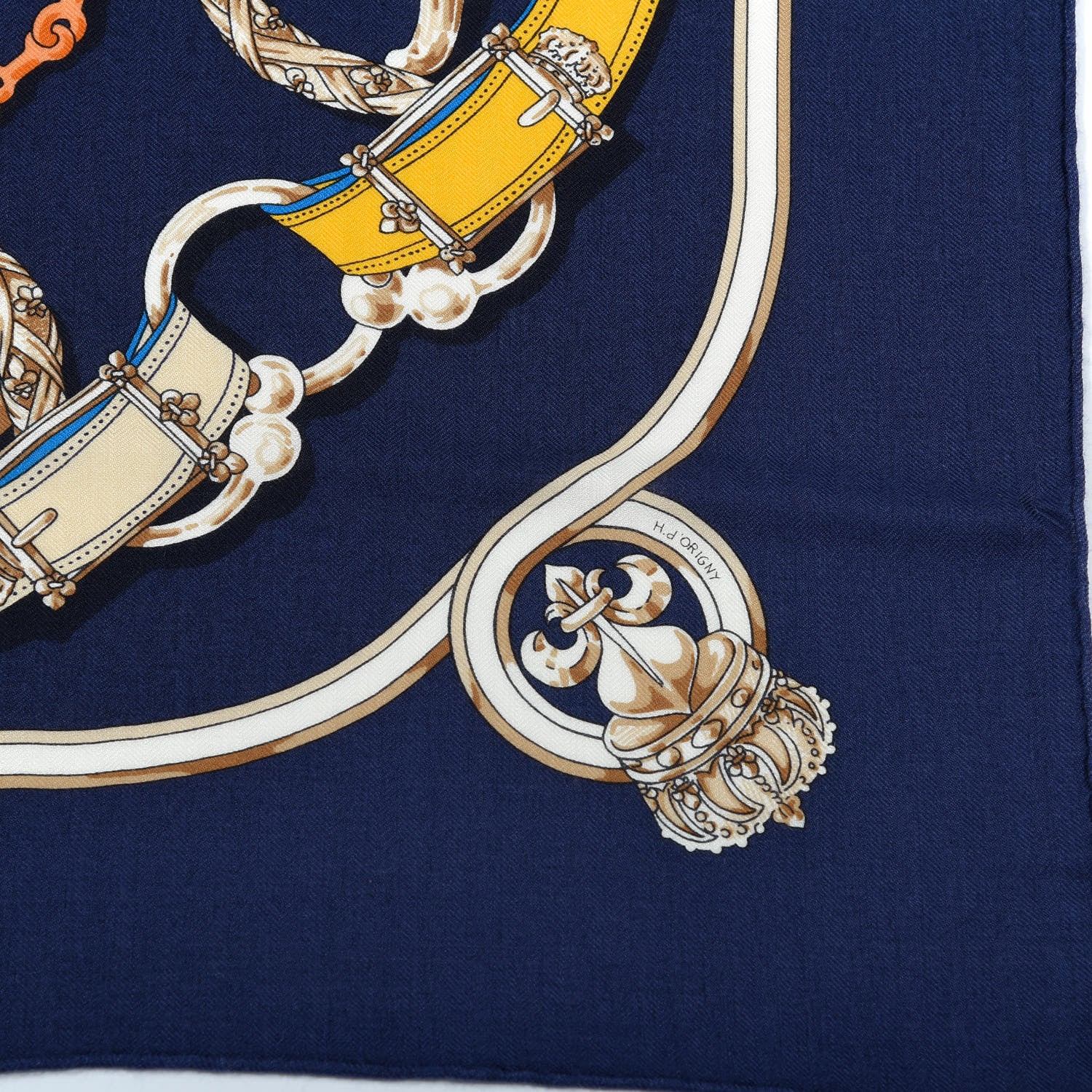 Hermes Cashmere Silk Cavalcadour Shawl 140 Marine Vert Multicolore 4 of 6