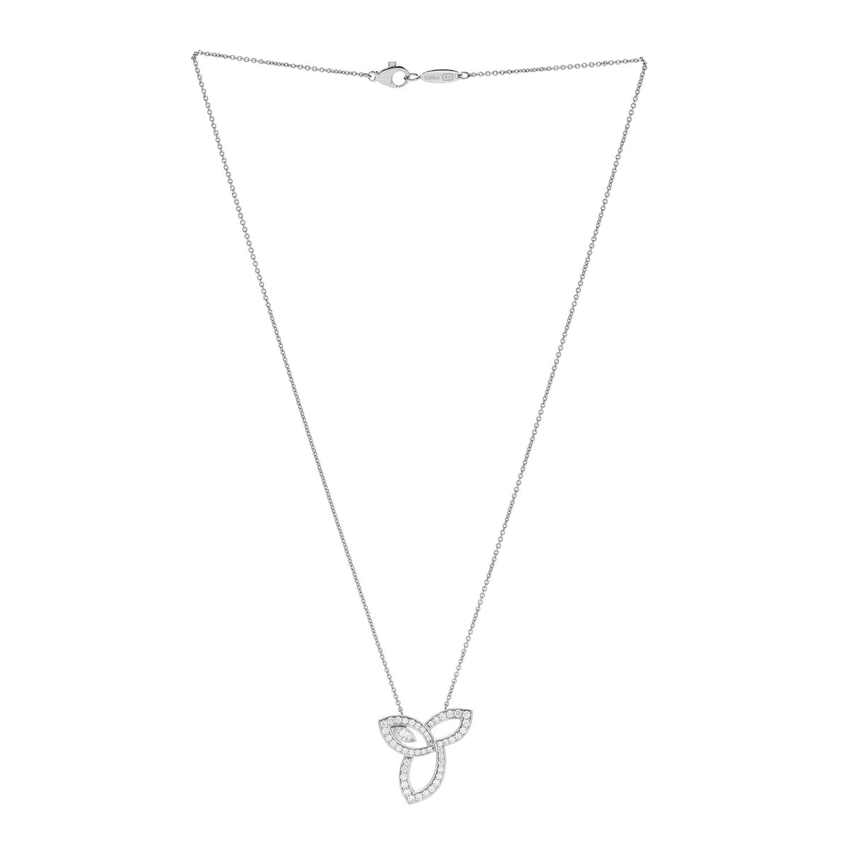 Platinum Diamond Lily Cluster Pendant Necklace
