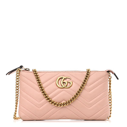 Gucci Calfskin Matelasse Mini GG Marmont Chain Bag Perfect Pink 1 of 14