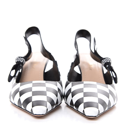 Christian Dior Calfskin Ribbon Checker Print J'Adior Slingback 65mm Pumps 36 Black White 2 of 9