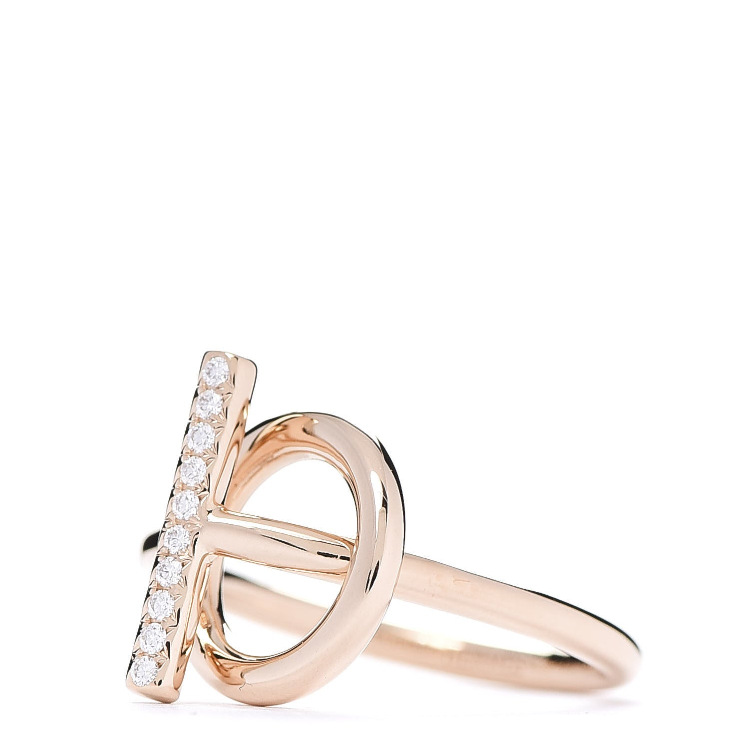Hermes 18K Rose Gold Diamond PM Echappee Ring 54 6.75 3 of 7
