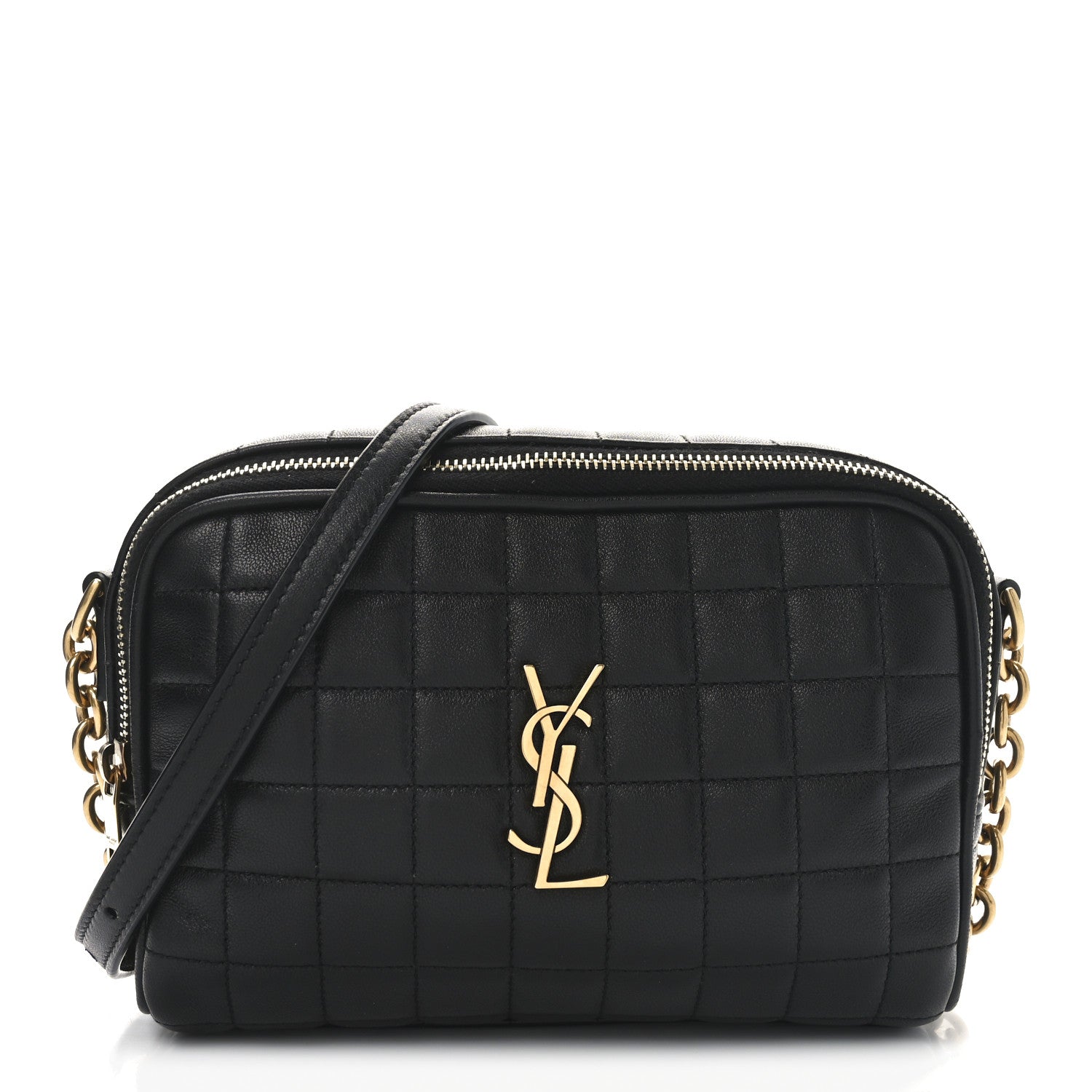 Saint Laurent Lambskin Carre Quilted Cassandre Mini Camera Bag Black 1 of 9