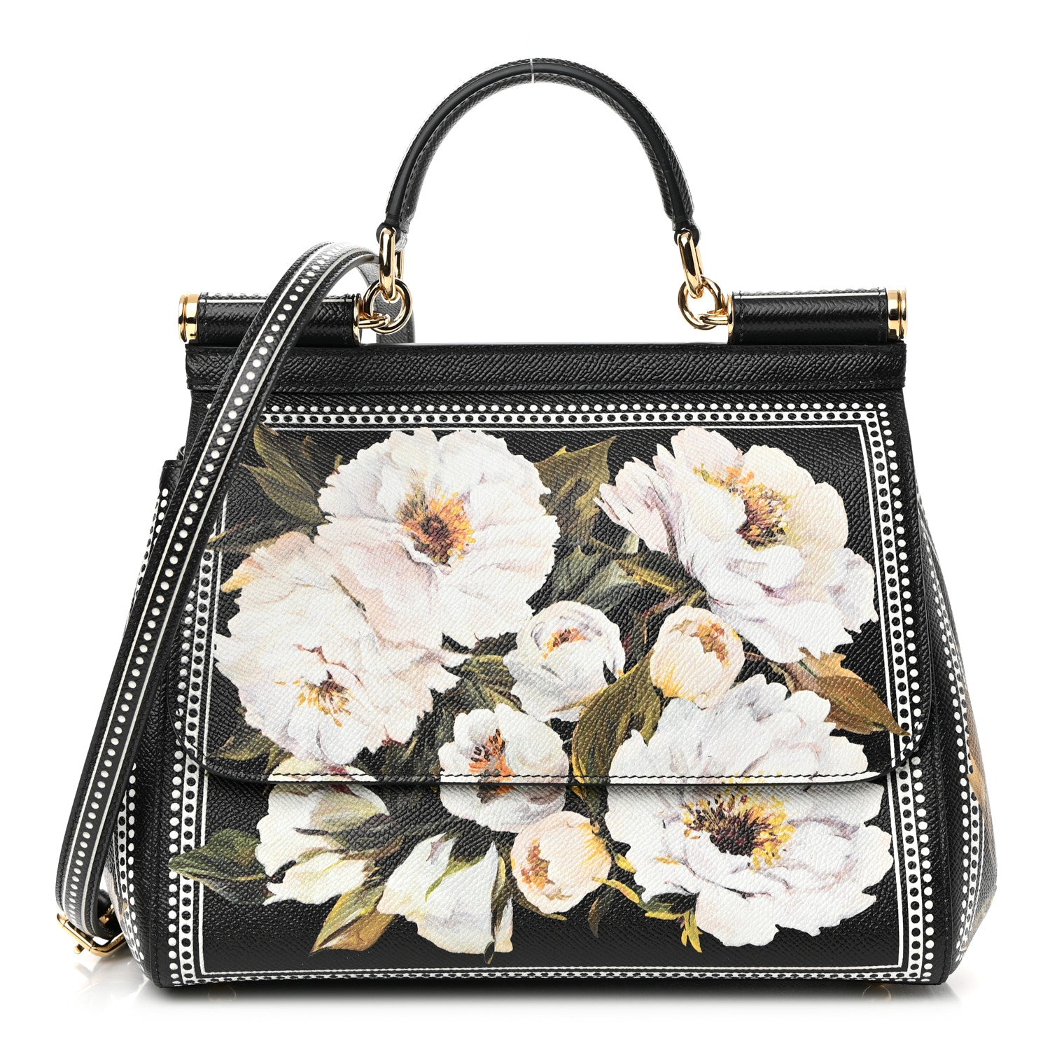 Dolce & Gabbana Dauphine Floral Print Miss Sicily Satchel Black Multicolor 1 of 10